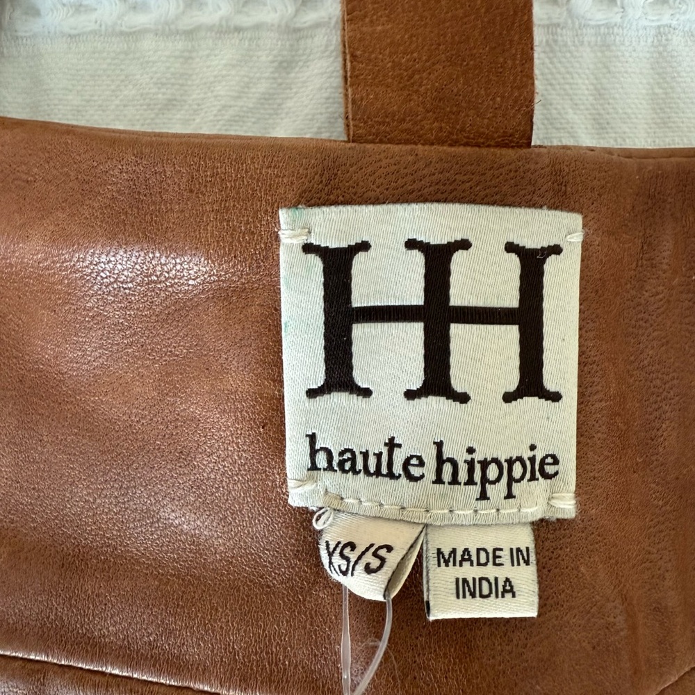 Haute Hippie Brown Leather Fringe Studded Waist Belt - Picture 3 of 6